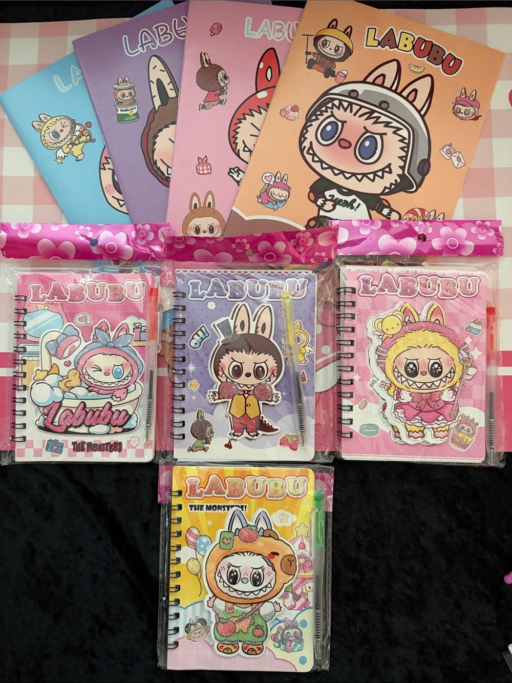 LABUBU Spiral Notebooks - Cute Character Covers (Pink, Purple, Blue, Yellow)